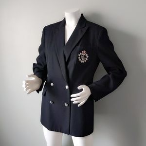 Ralph Lauren Wool Silver Crested Emblem Blazer 8